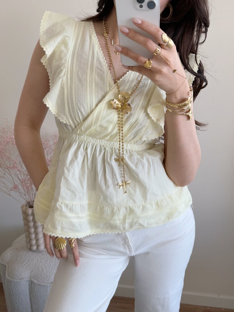 Mariela Embroidered Top / Light Yellow