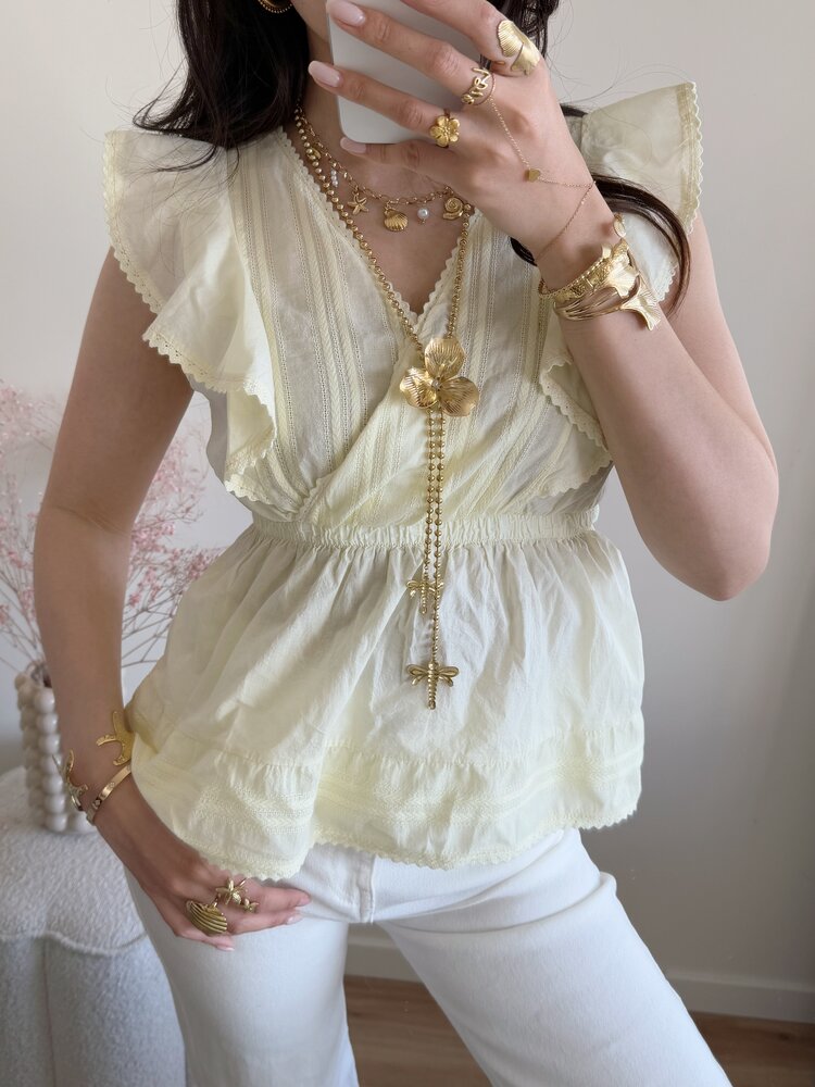 Mariela Embroidered Top / Light Yellow