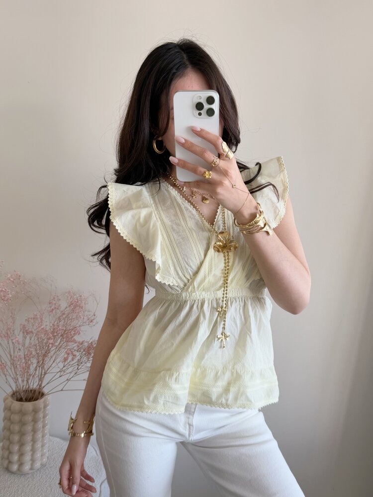 Mariela Embroidered Top / Light Yellow