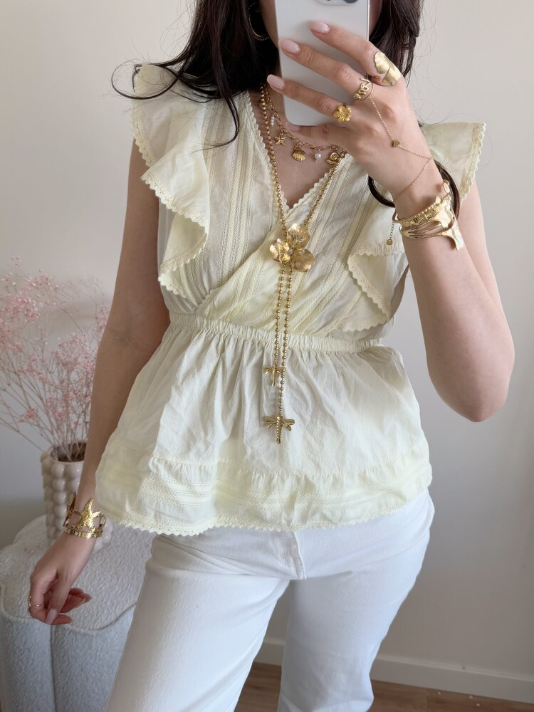 Mariela Embroidered Top / Light Yellow