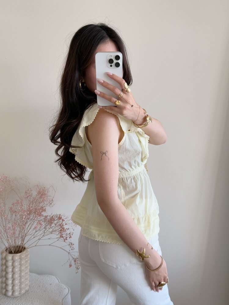 Mariela Embroidered Top / Light Yellow