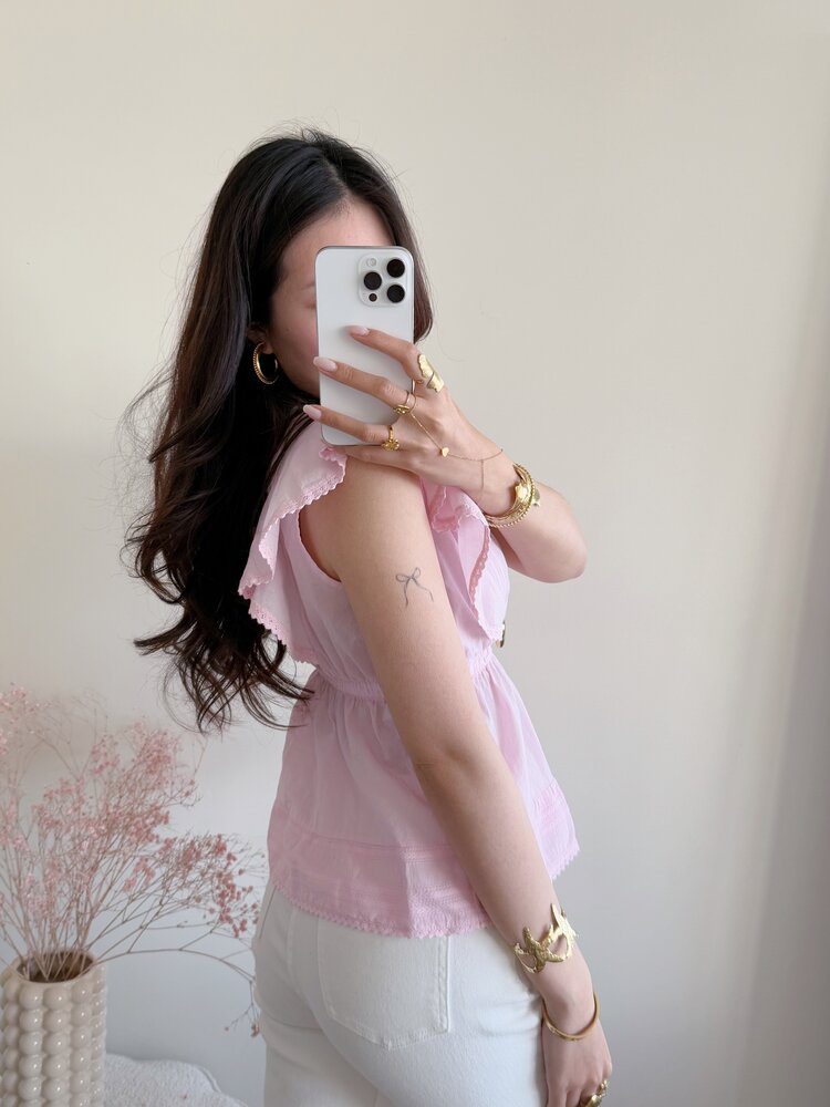 Mariela Embroidered Top / Light Pink