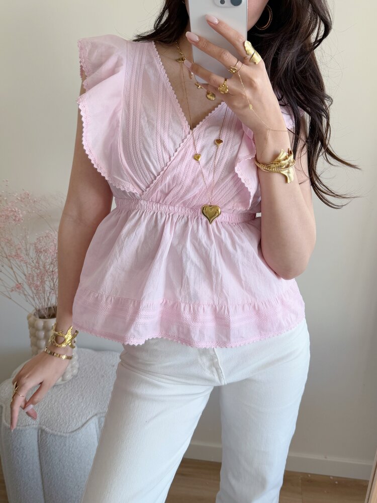 Mariela Embroidered Top / Light Pink
