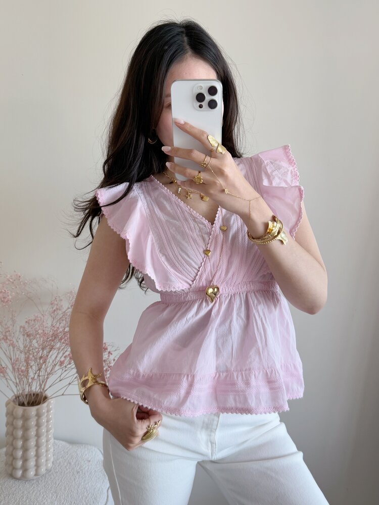 Mariela Embroidered Top / Light Pink