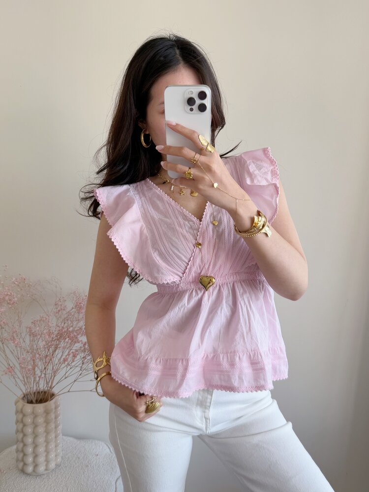 Mariela Embroidered Top / Light Pink