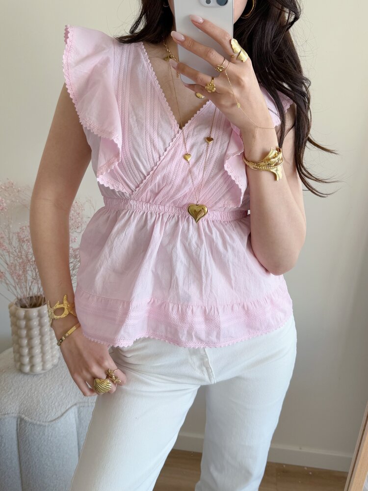 Mariela Embroidered Top / Light Pink