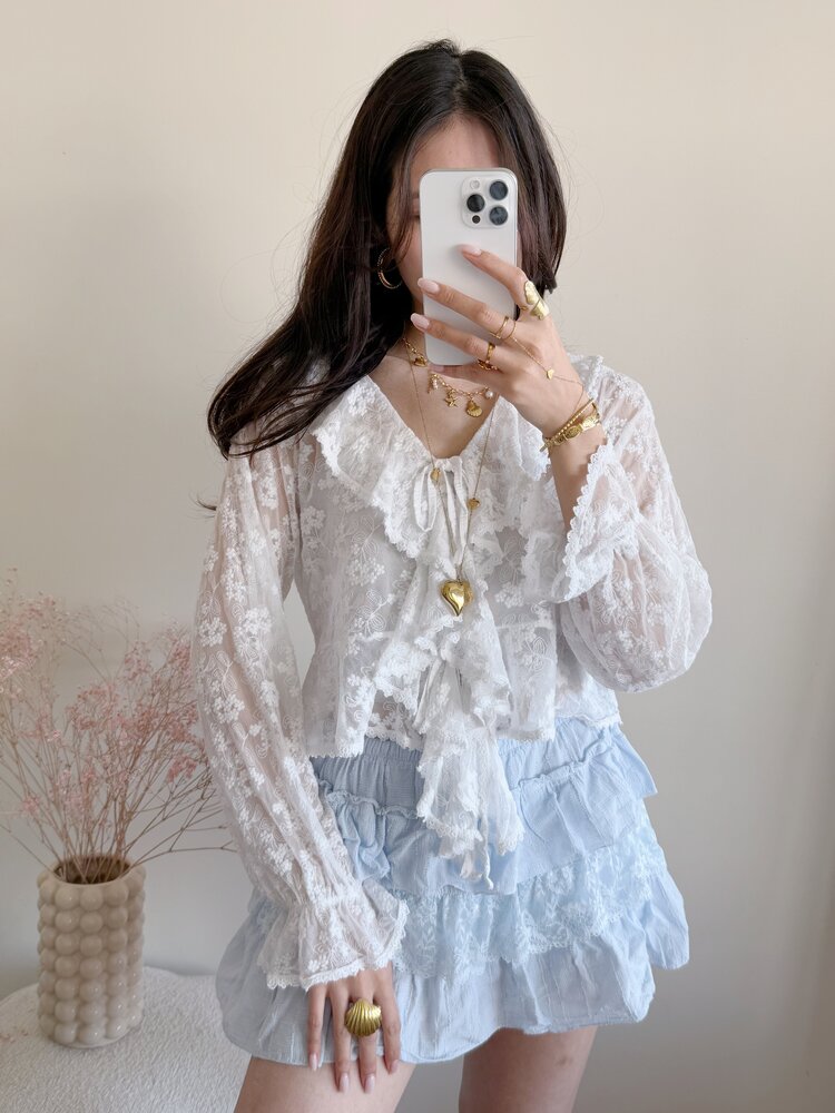 Kylee Lace Cardigan / White