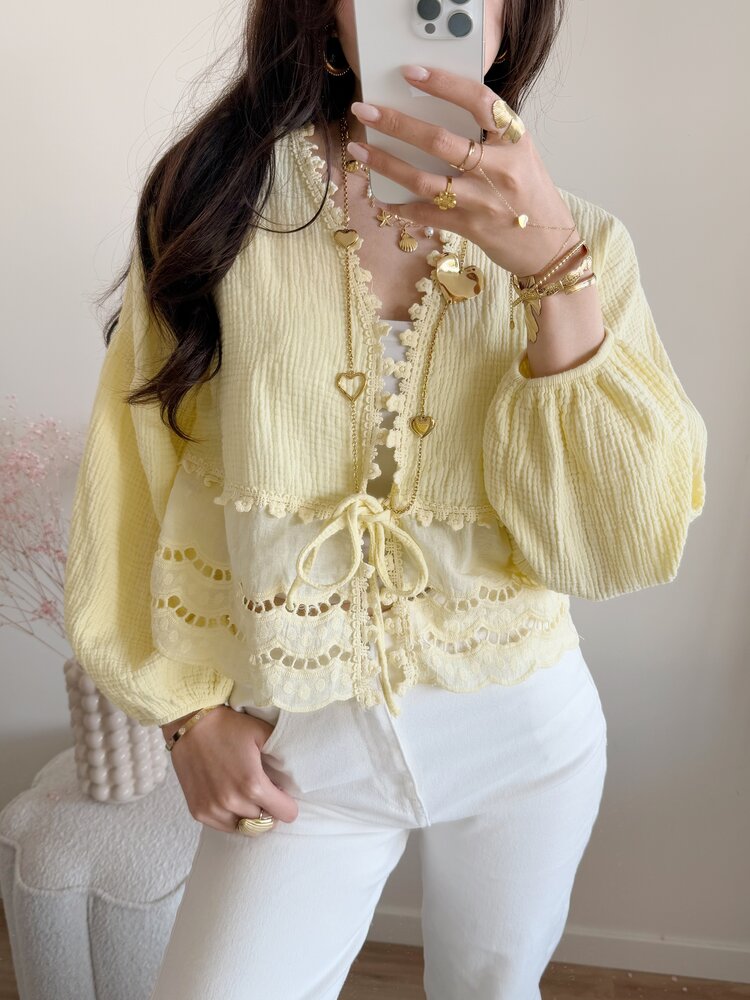 Roselia Embroidered Blouse / Light Yellow