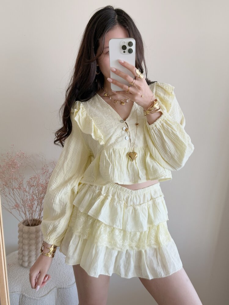 Millane Embroidered Blouse / Light Yellow