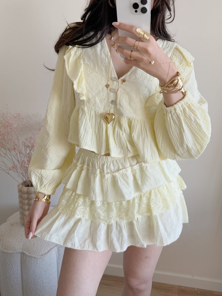 Millane Embroidered Blouse / Light Yellow