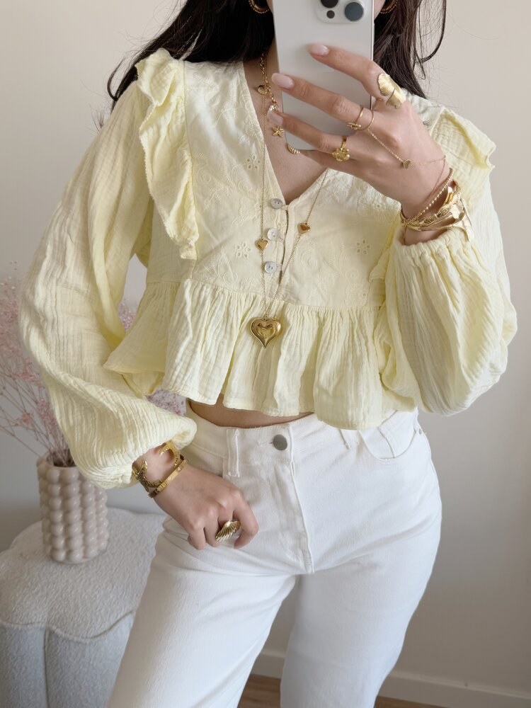 Millane Embroidered Blouse / Light Yellow