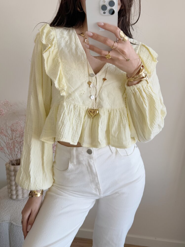 Millane Embroidered Blouse / Light Yellow