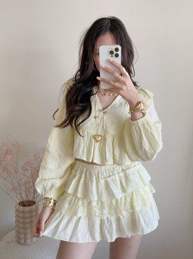 Vallie Ruffle Lace Skort / Light Yellow