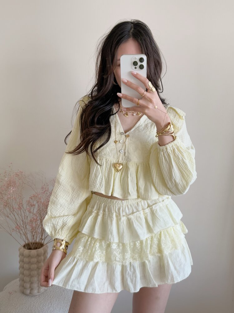 Vallie Ruffle Lace Skort / Light Yellow