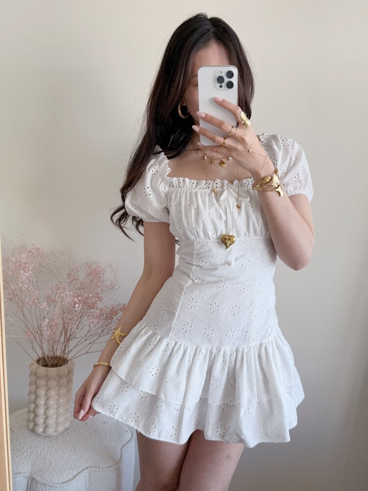 Erika Embroidered Dress / White