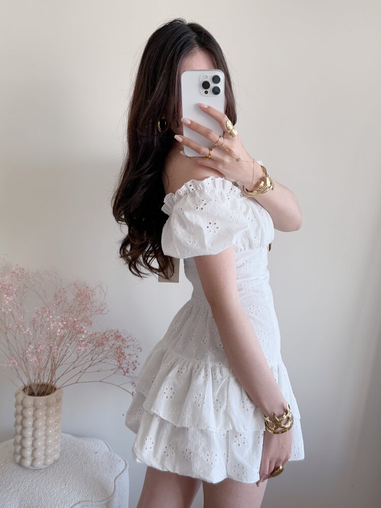 Erika Embroidered Dress / White
