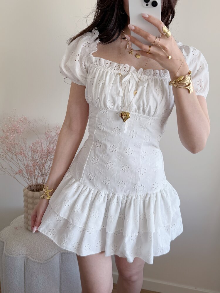 Erika Embroidered Dress / White