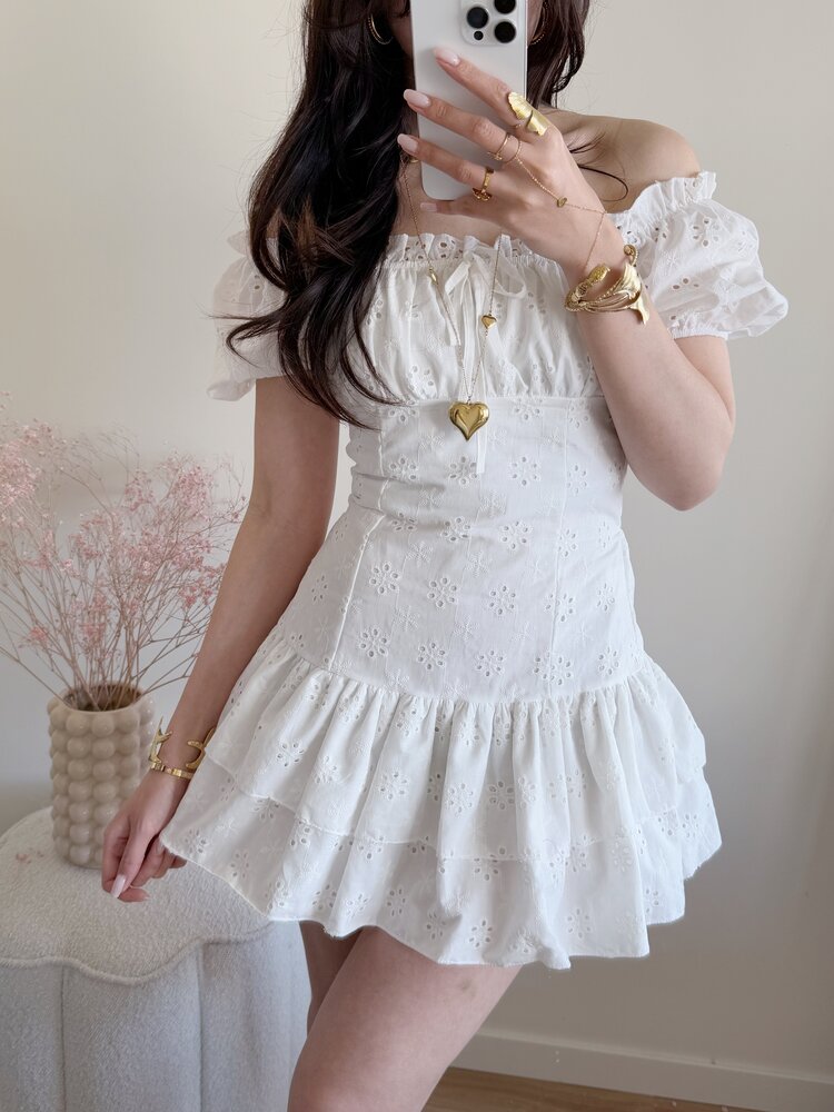 Erika Embroidered Dress / White