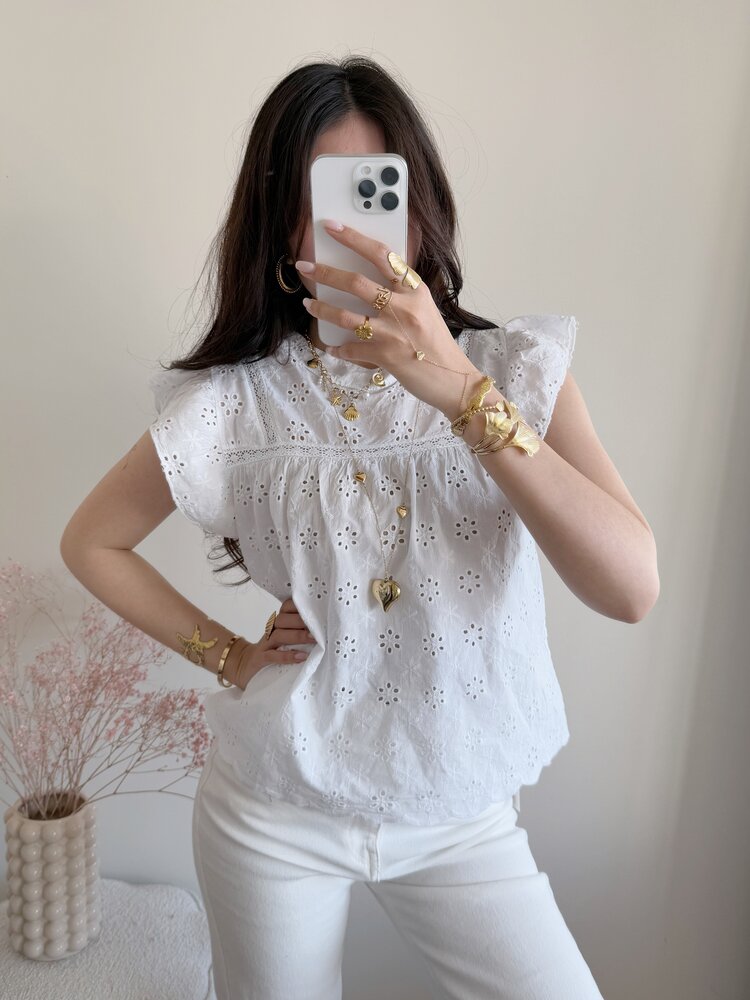 Alena Embroidered Top / White