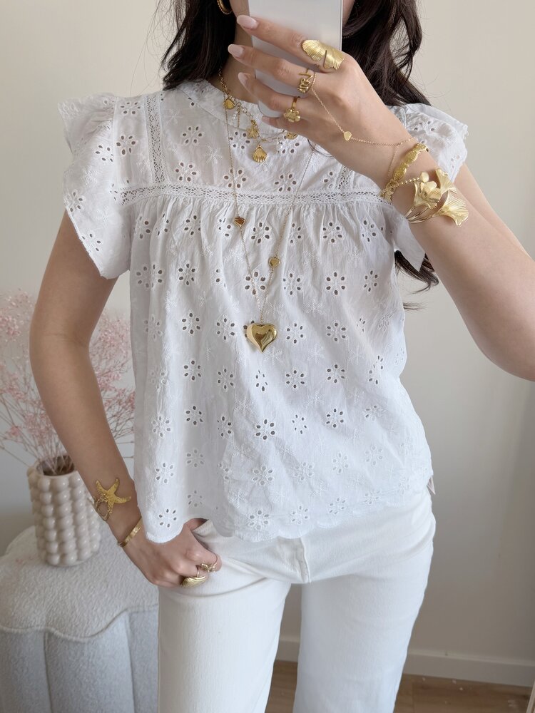 Alena Embroidered Top / White