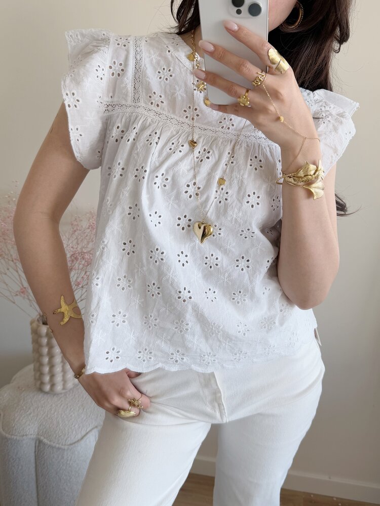 Alena Embroidered Top / White