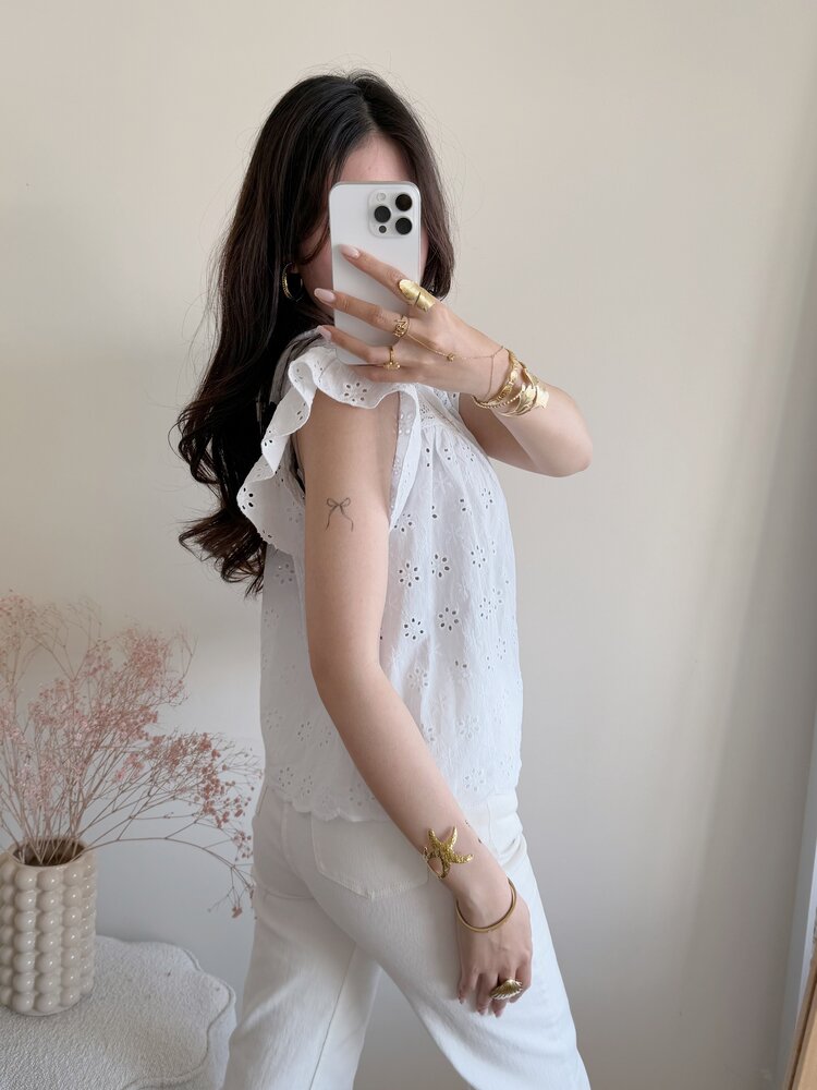 Alena Embroidered Top / White