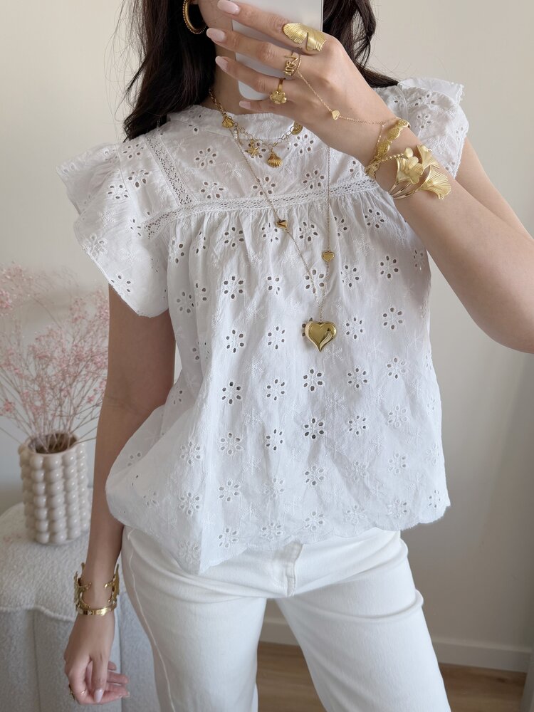 Alena Embroidered Top / White