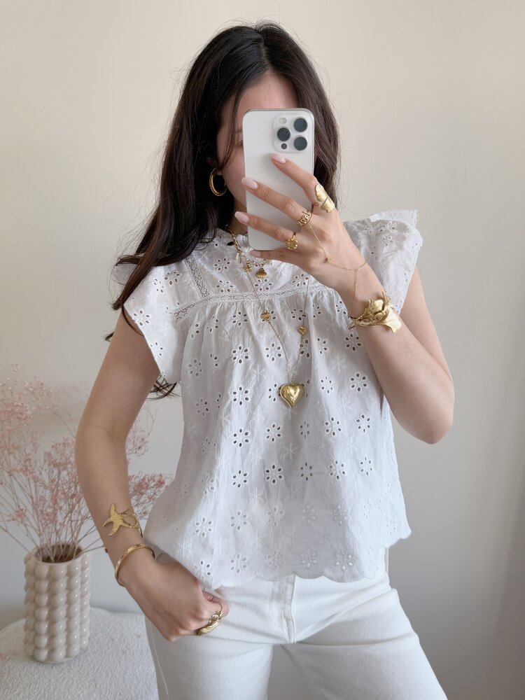 Alena Embroidered Top / White
