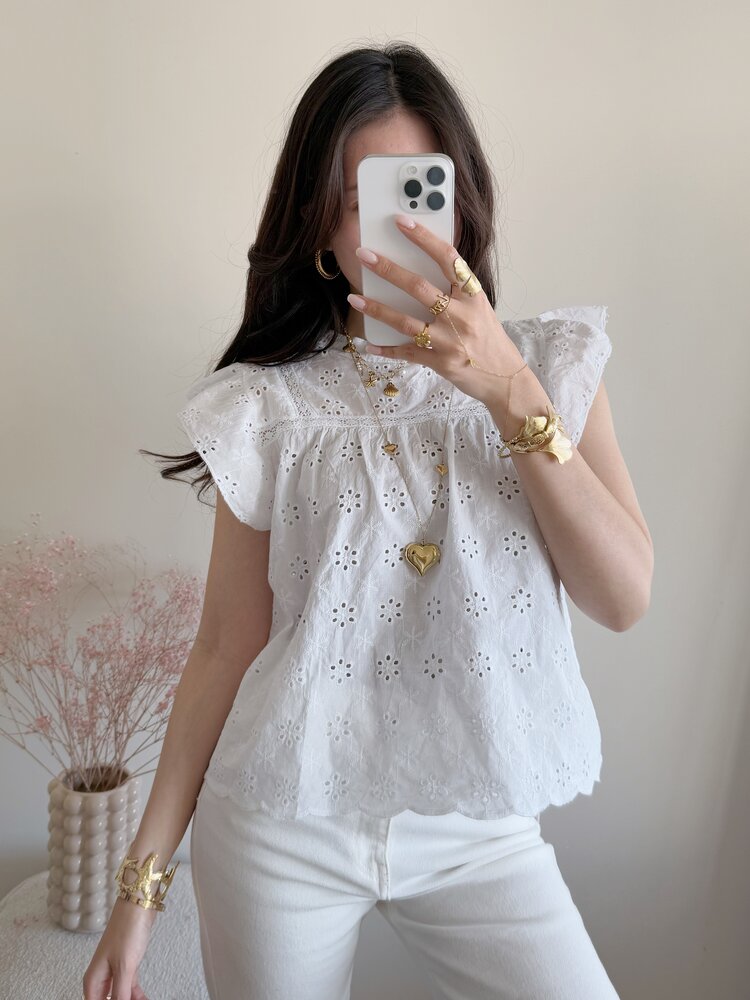 Alena Embroidered Top / White