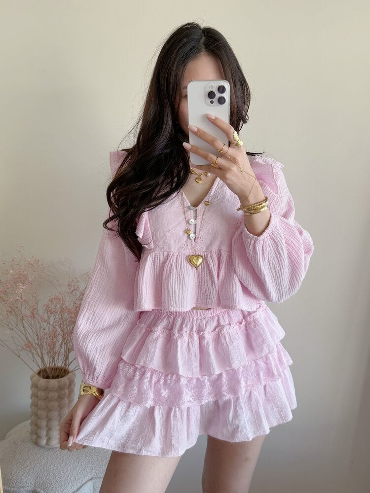 Millane Embroidered Blouse / Light Pink