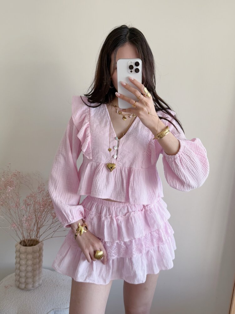 Millane Embroidered Blouse / Light Pink