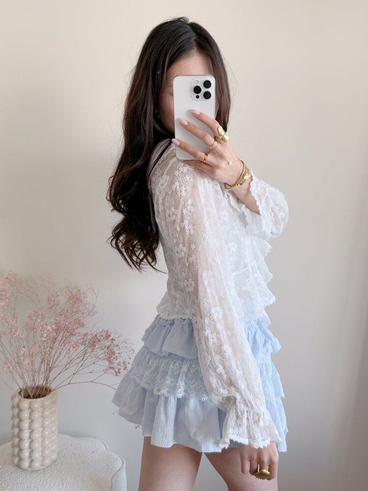 Vallie Ruffle Lace Skort / Light Blue