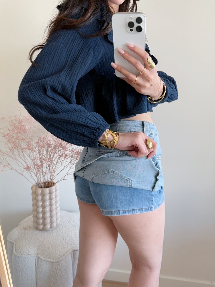 Holly Denim Mini Skort / Light Blue
