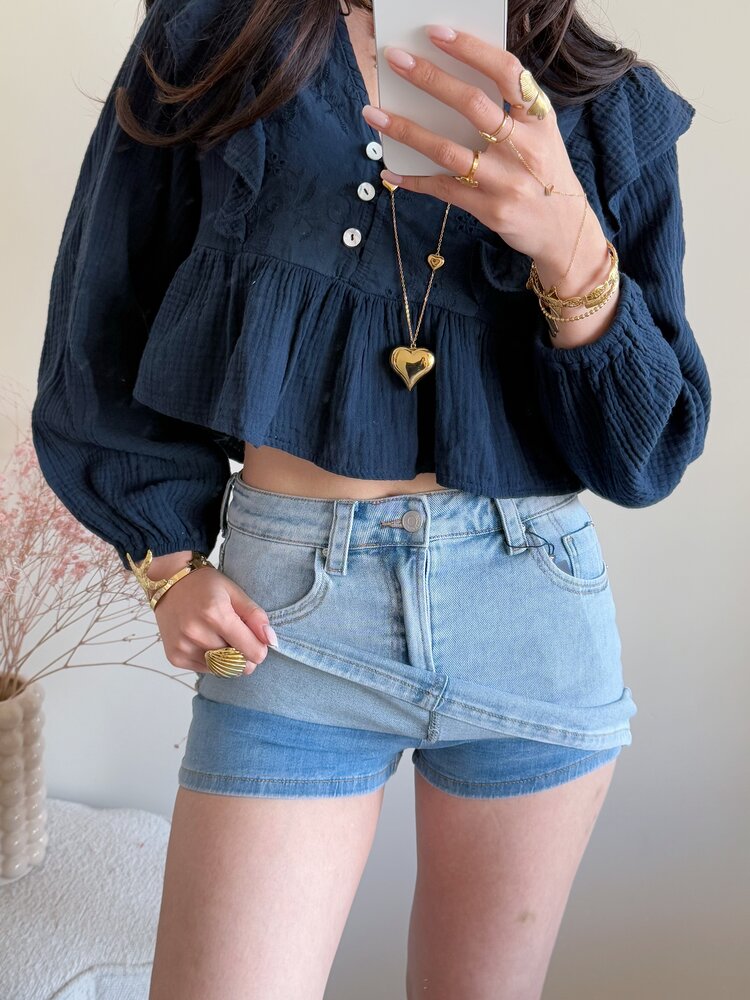 Holly Denim Mini Skort / Light Blue