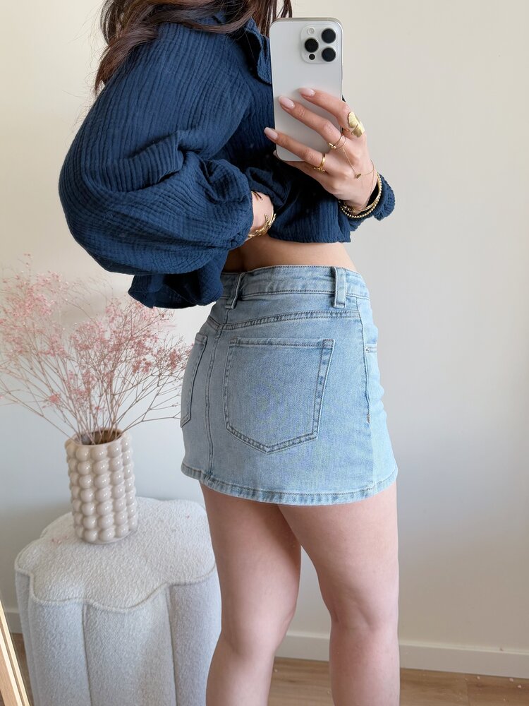 Holly Denim Mini Skort / Light Blue