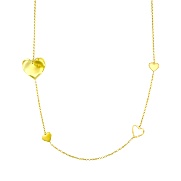 Gold Open Love Hearts Long Necklace