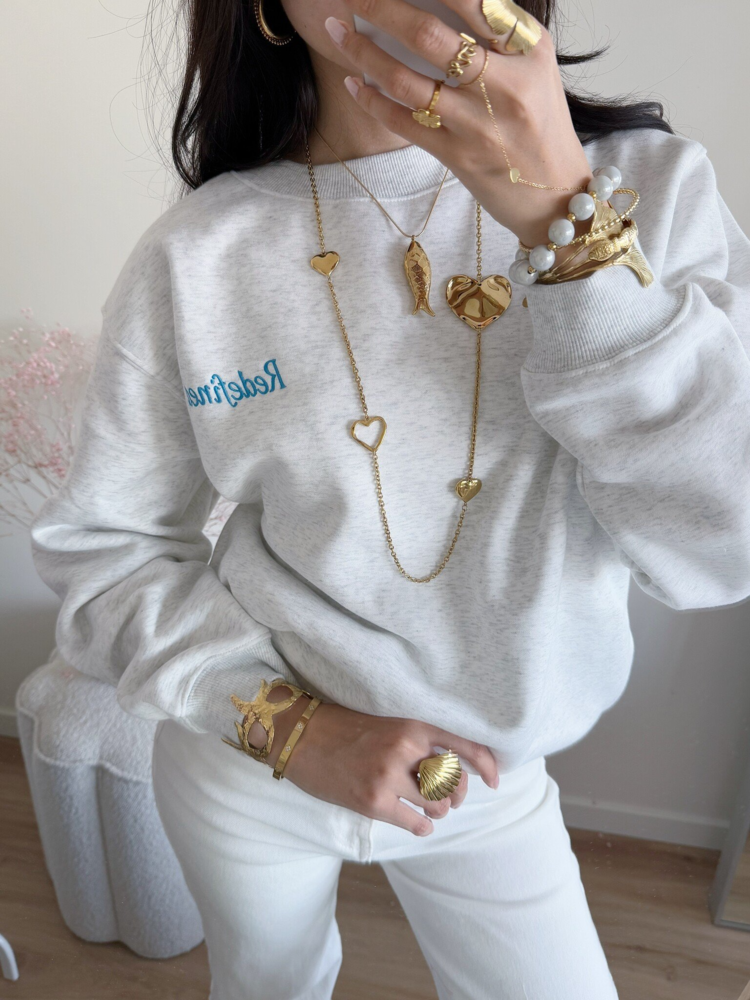 Gold Open Love Hearts Long Necklace