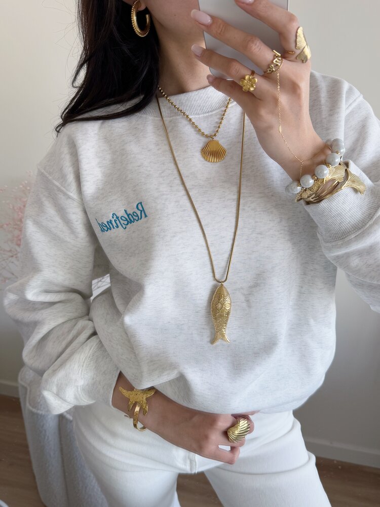 Gold Ball Chain Necklace / Shell