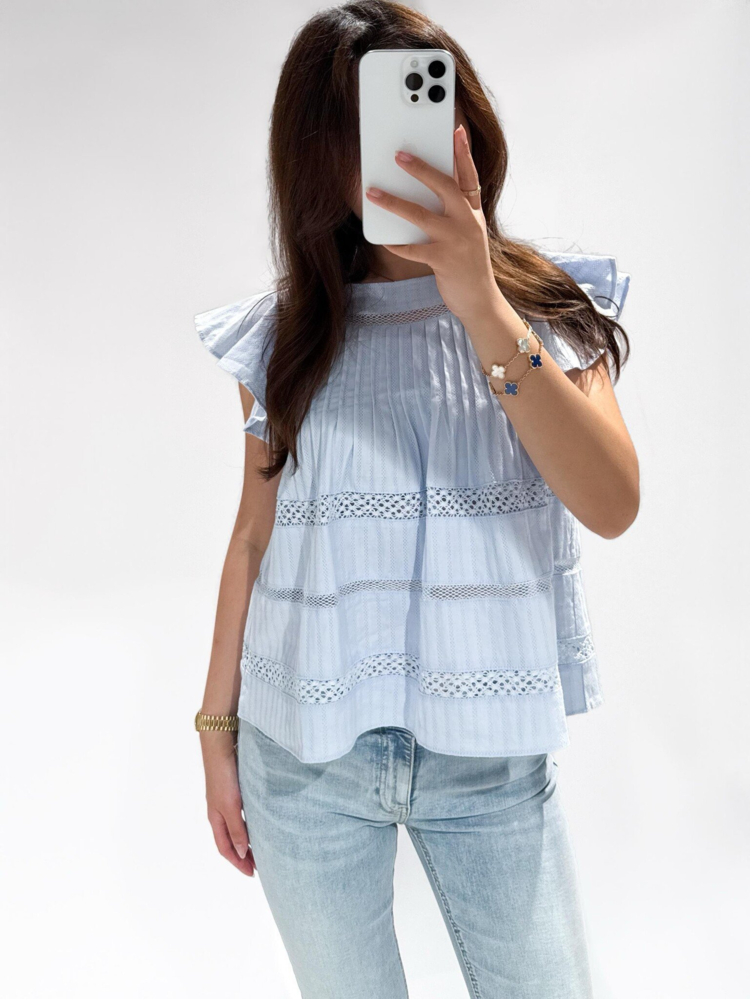 Francesca Embroidered Top / Blue