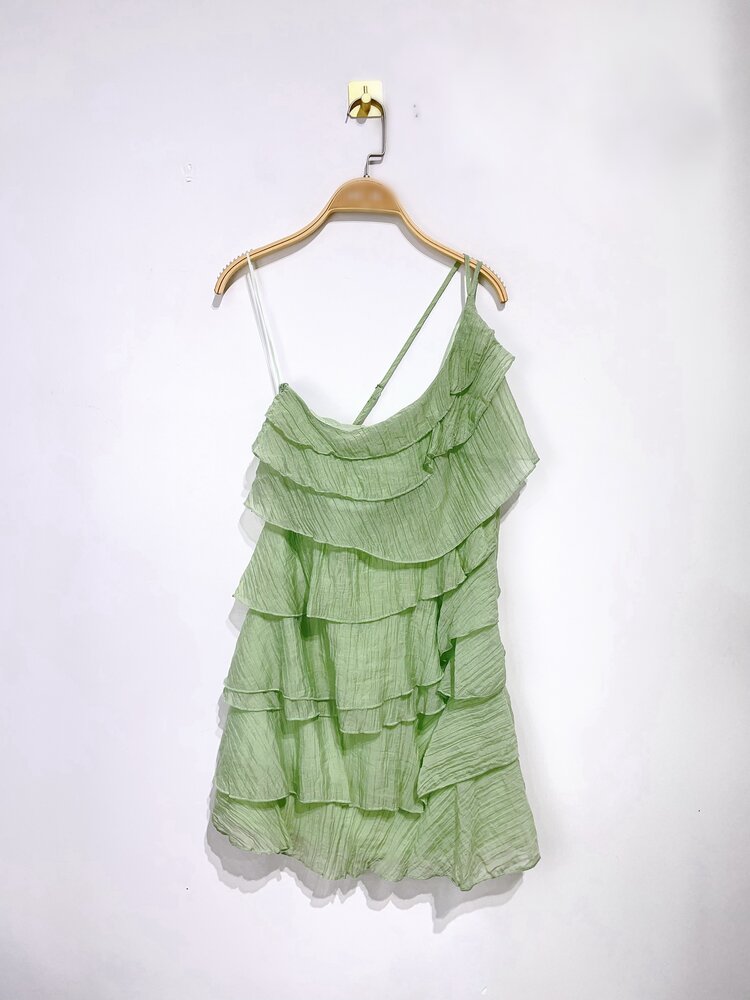Rumaya Flowy Ruffle Dress / Green