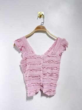 Cheria Frill Crop Top / Pink