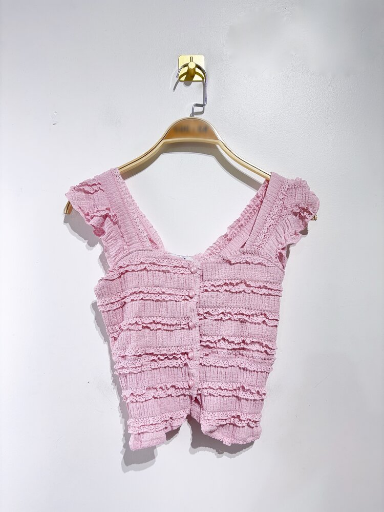 Cheria Frill Crop Top / Pink