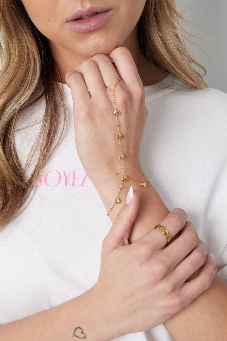 Gold Hearts Hand Chain Bracelet