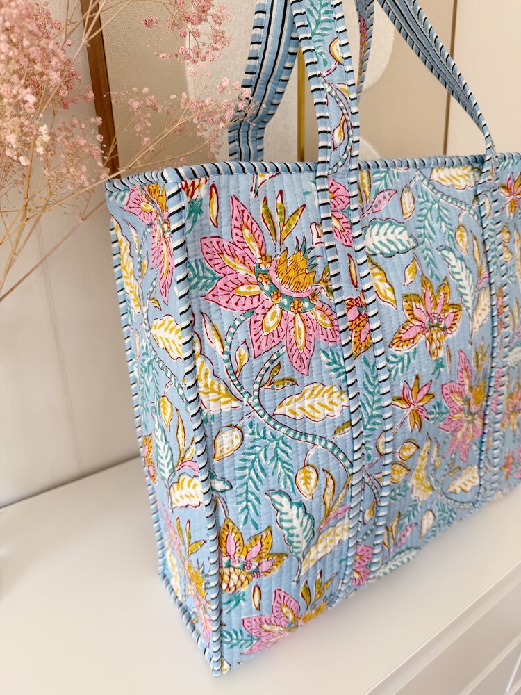Macie Flower Shopper Bag / Light Blue