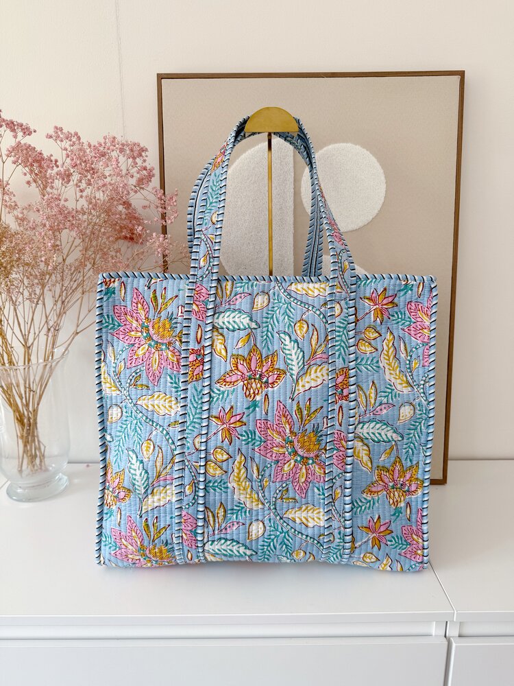 Macie Flower Shopper Bag / Light Blue
