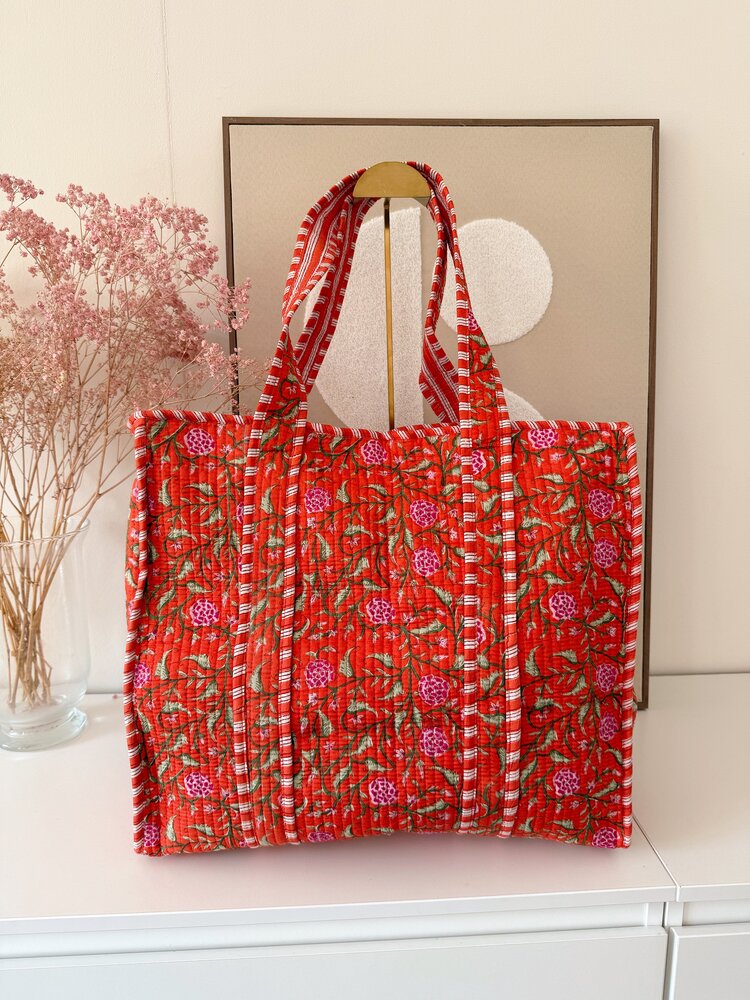 Macie Flower Shopper Bag / Bright Orange