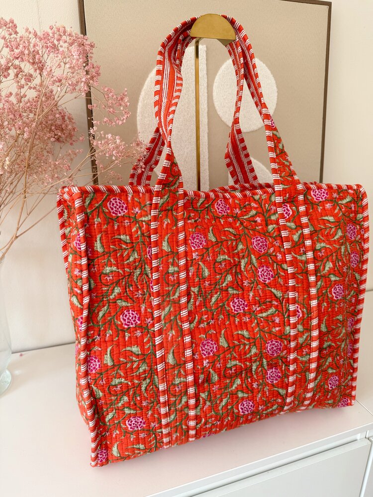 Macie Flower Shopper Bag / Bright Orange