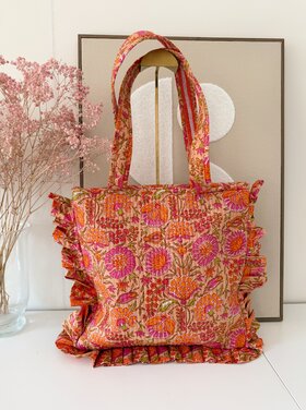 Micky Small Ruffle Flower Shopper Bag / Orange