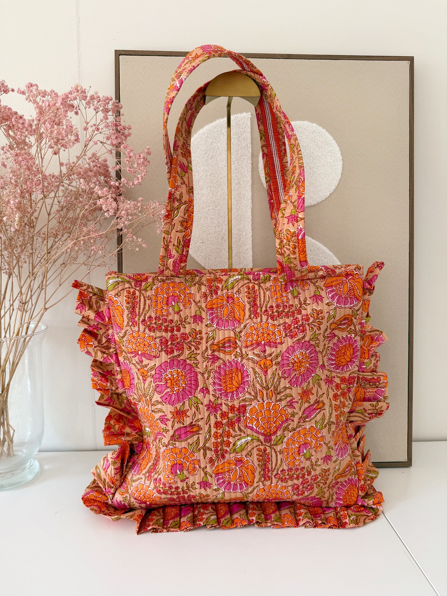 Micky Small Ruffle Flower Shopper Bag / Orange - Hello My Love