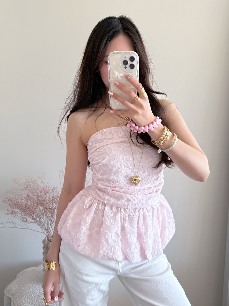 Faerie Peplum Flower Top / Light Pink
